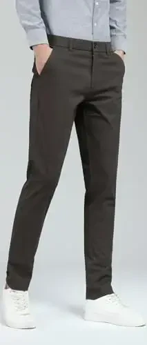 Plaid & Plain erkaklar uchun tor, cho'ziluvchan xaki shimlar, rangli shimlar, slim fit shimlar, konusli shimlar - 2