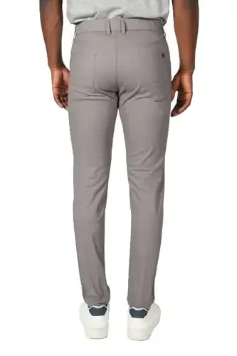 Plaid & Plain erkaklar uchun tor cho'ziluvchan xaki shimlar Rangli shimlar Slim Fit Slacks Tapered Shimlar - 3