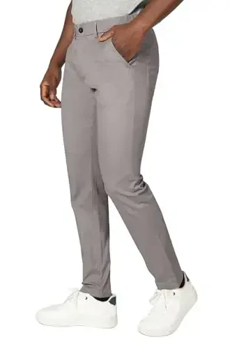 Plaid & Plain erkaklar uchun tor cho'ziluvchan xaki shimlar Rangli shimlar Slim Fit Slacks Tapered Shimlar - 4