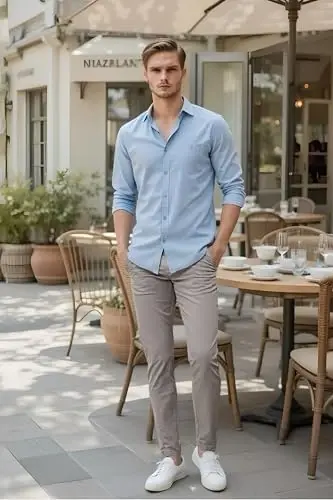 Plaid & Plain erkaklar uchun tor cho'ziluvchan xaki shimlar Rangli shimlar Slim Fit Slacks Tapered Shimlar - 6