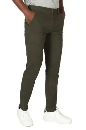 Plaid & Plain erkaklar uchun tor elastik xaki shimlar Rangli shimlar Slim Fit shimlar Konusli shimlar - 5