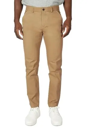 Plaid & Plain erkaklar uchun tor elastik xaki shimlar Rangli shimlar Slim Fit Slacks Tapered shimlar - 5