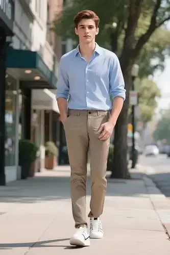 Plaid & Plain erkaklar uchun toraygan xaki rangli cho'zilgan shimlar Rangli shimlar Slim Fit shimlar Toraytirilgan shimlar - 6