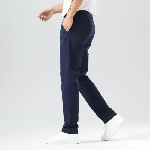 Plaid & Plain Мужские узкие брюки цвета хаки, мужские зауженные брюки чинос - 3