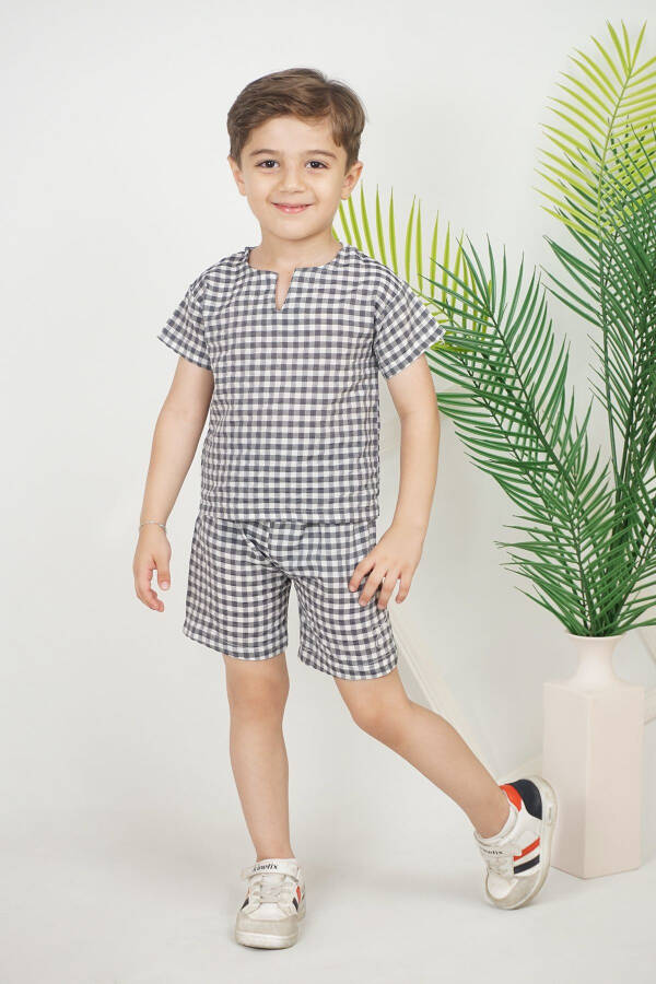 Plaid Printed Short-Sleeved T-Shirt Shorts 2-Piece Set - 4