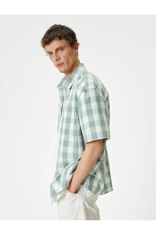 Plaid Shirt Short Sleeve Classic Collar Buttoned Regu - KOTON