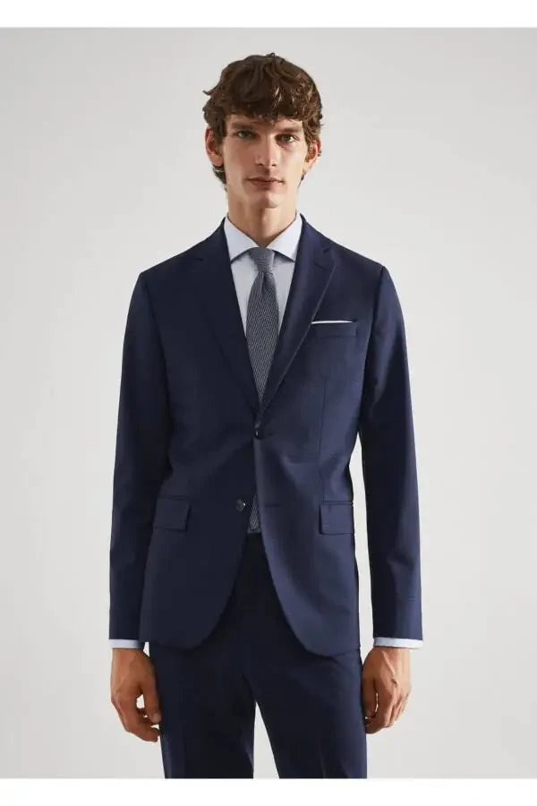 Plaid Slim Fit Wool Blazer Jacket - 1