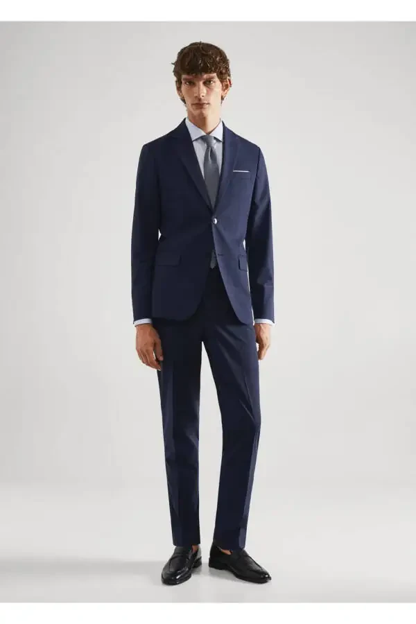 Plaid Slim Fit Wool Blazer Jacket - 2