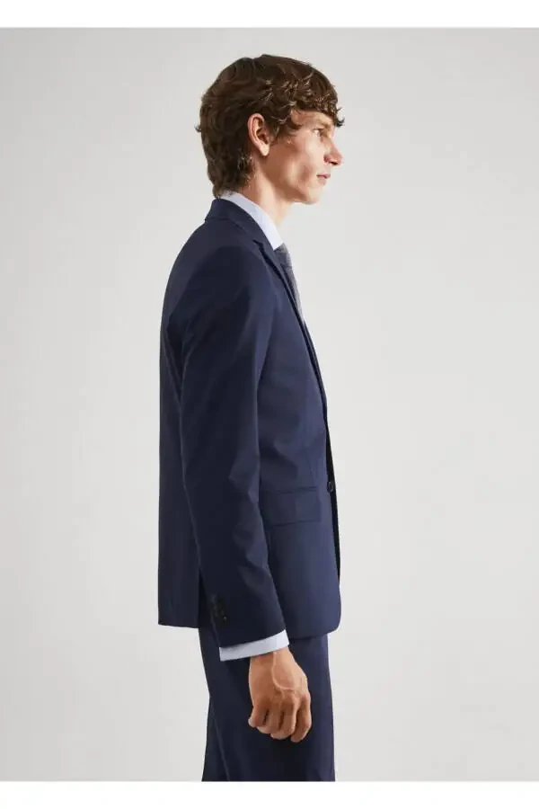 Plaid Slim Fit Wool Blazer Jacket - 5