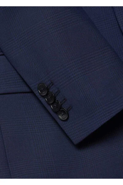 Plaid Slim Fit Wool Blazer Jacket - 6