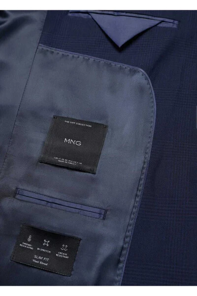 Plaid Slim Fit Wool Blazer Jacket - 7