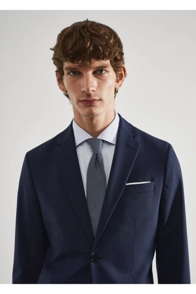 Plaid Slim Fit Wool Blazer Jacket - 8