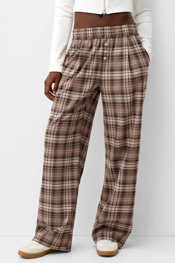 Plaid straight fit pants - 1