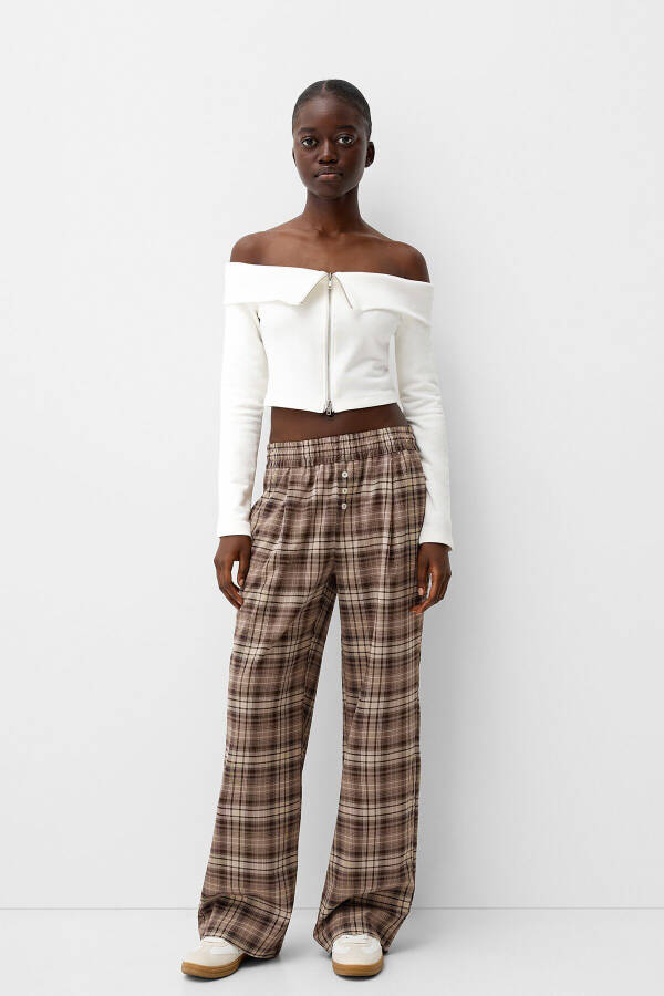 Plaid straight fit pants - 2