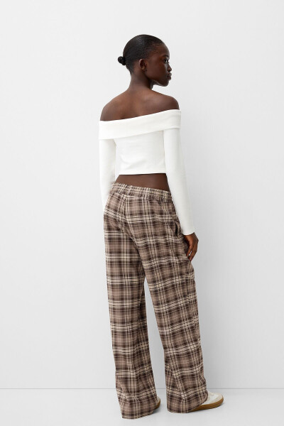 Plaid straight fit pants - 4