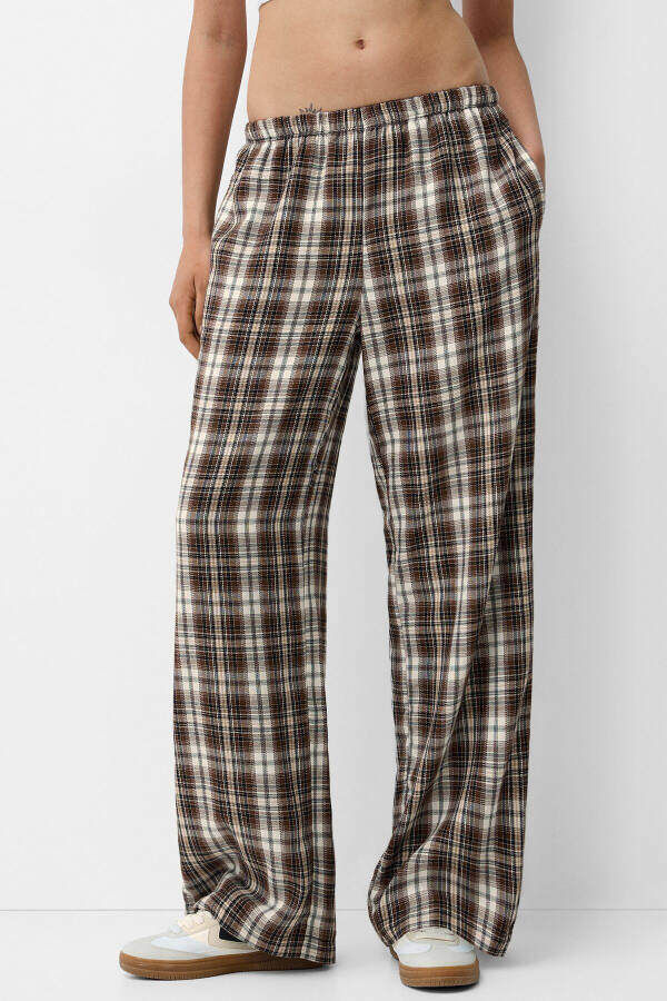 Plaid straight fit trousers - 1