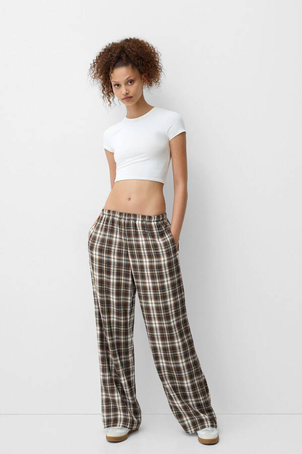 Plaid straight fit trousers - 2