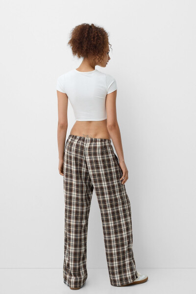 Plaid straight fit trousers - 4