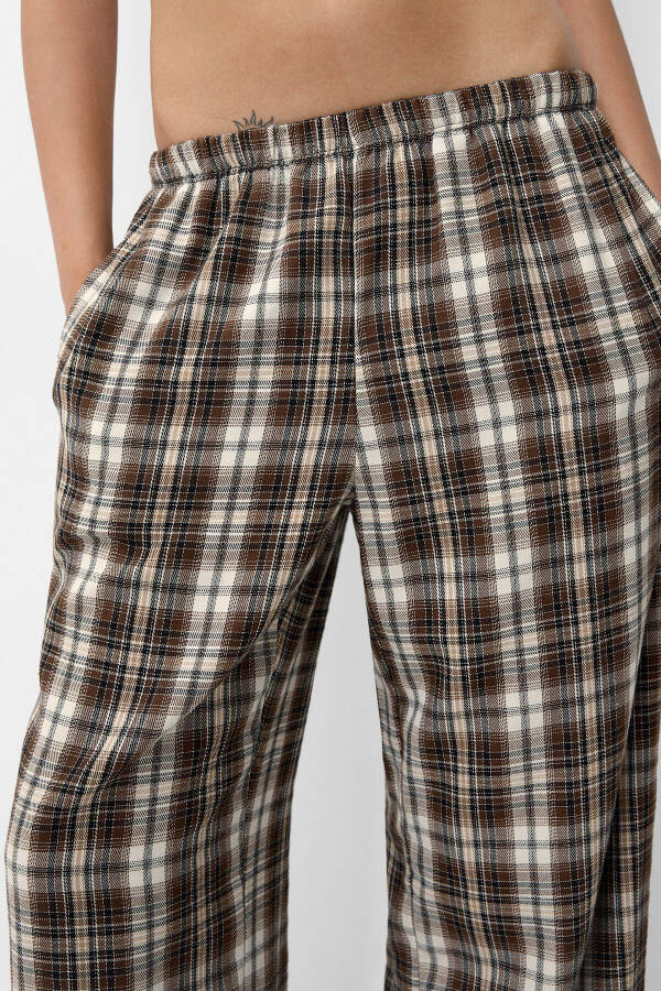 Plaid straight fit trousers - 6