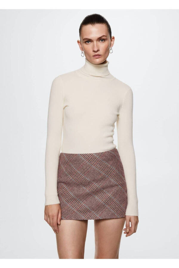 Plaid Wool Skirt - 5
