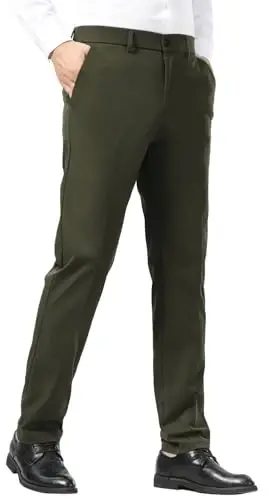 Plaid&Plain erkaklar kostyum shim slim fit stretch khaki shim buruşmasdan 