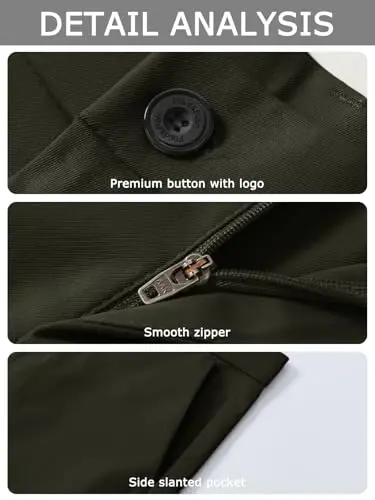Plaid&Plain erkaklar kostyum shim slim fit stretch khaki shim buruşmasdan - 5