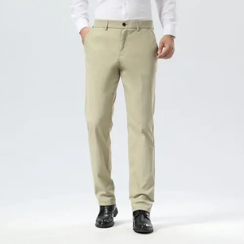 Plaid&Plain erkaklar kostyumi shimlar Slim Fit Stretch Xaki shimlar Ajinlanishsiz - PLAID&PLAIN (1)