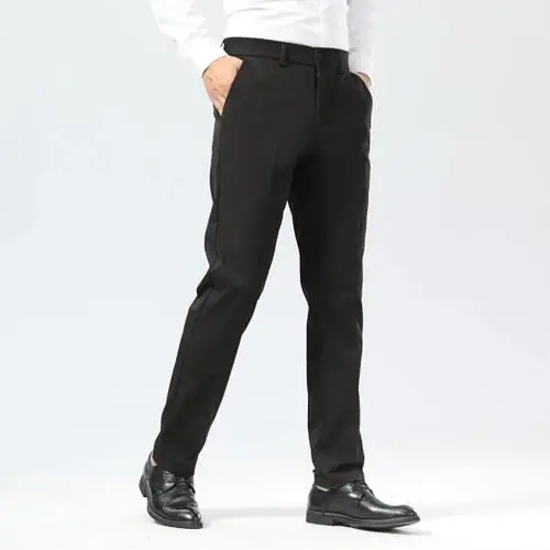 Plaid&Plain erkaklar kostyumi tor shim Slim Fit Stretch Haki shimlar ajinlarsiz - PLAID&PLAIN (1)