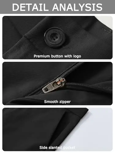 Plaid&Plain erkaklar kostyumi tor shim Slim Fit Stretch Haki shimlar ajinlarsiz - 5