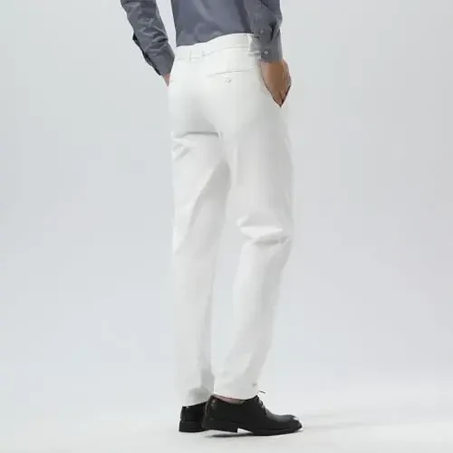 Plaid&Plain erkaklar kostyumi tor shimlar Slim Fit Stretch Khaki shimlar ajinlarsiz - 3