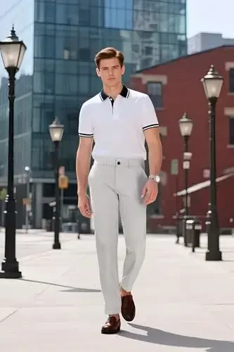 Plaid&Plain erkaklar kostyumi tor shimlar Slim Fit Stretch Khaki shimlar ajinlarsiz - 6