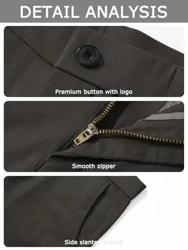 Plaid&Plain erkaklar uchun Slim Fit xaki shimlar Erkaklar uchun konusli chino shimlar - 5