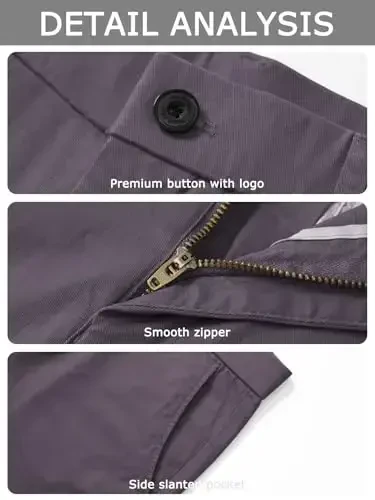 Plaid&Plain erkaklar uchun Slim Fit xaki shimlar erkaklar uchun tor chiroyli chinos shimlar - 5