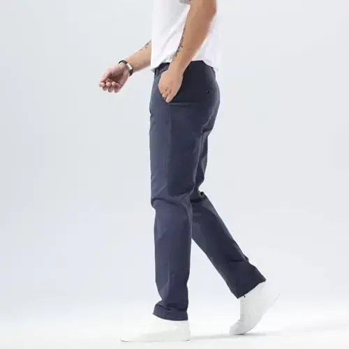 Plaid&Plain erkaklar uchun Slim Fit xaki shimlar erkaklar uchun toraygan chino shimlar - 3