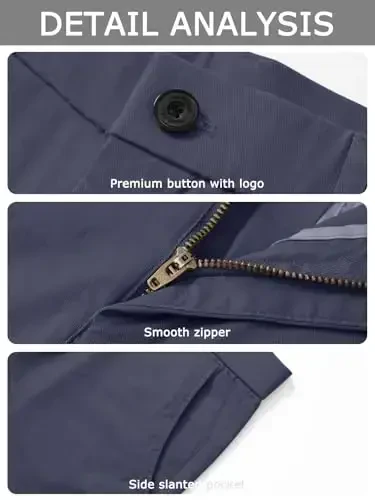 Plaid&Plain erkaklar uchun Slim Fit xaki shimlar erkaklar uchun toraygan chino shimlar - 5