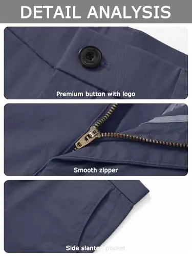 Plaid&Plain erkaklar uchun Slim Fit xaki shimlar erkaklar uchun toraygan chino shimlar - 5