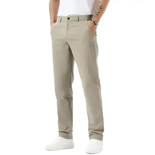 Plaid&Plain erkaklar uchun tor bichimli xaki shimlar Erkaklar uchun konusli chino shimlar - 1