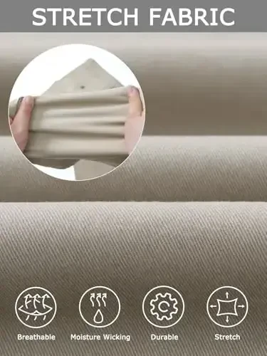 Plaid&Plain erkaklar uchun tor bichimli xaki shimlar Erkaklar uchun konusli chino shimlar - 4