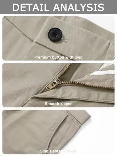 Plaid&Plain erkaklar uchun tor bichimli xaki shimlar Erkaklar uchun konusli chino shimlar - 5