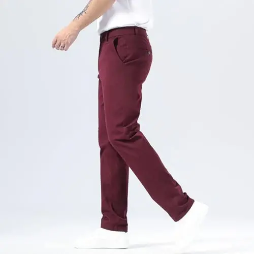 Plaid&Plain erkaklar uchun tor bichimli xaki shimlar Erkaklar uchun konusli chino shimlar - 3