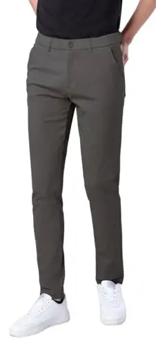 Plaid&Plain erkaklar uchun tor, cho'ziluvchan xaki shimlar, rangli shimlar, slim fit shimlari, konusli shimlar 