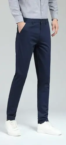 Plaid&Plain erkaklar uchun tor, cho'ziluvchan xaki shimlar Rangli shimlar Slim Fit Slacks Qisqartirilgan shimlar - 3