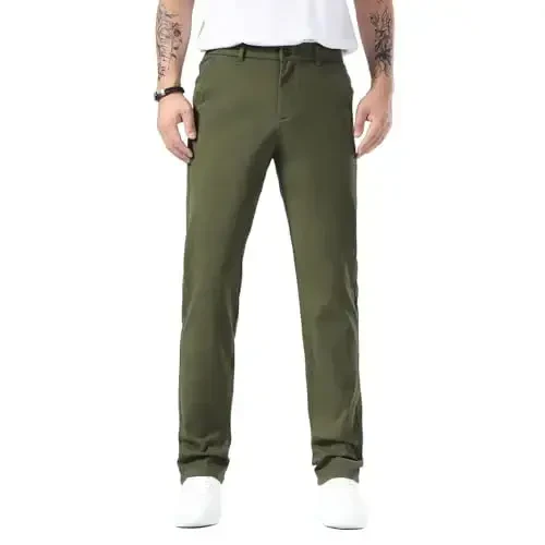 Plaid&Plain erkaklar uchun tor kesimli xaki shimlar Erkaklar uchun konusli chino shimlar 