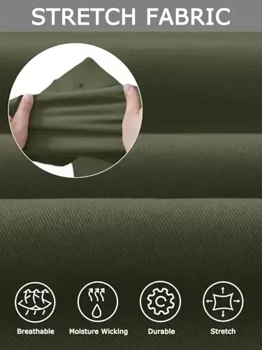 Plaid&Plain erkaklar uchun tor kesimli xaki shimlar Erkaklar uchun konusli chino shimlar - 4