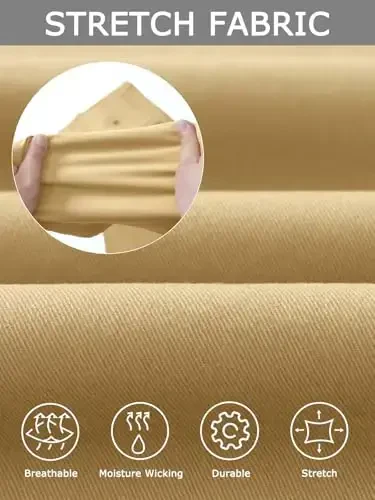 Plaid&Plain erkaklar uchun tor kesimli xaki shimlar Erkaklar uchun konusli chino shimlar - 4