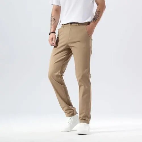 Plaid&Plain Erkek Slim Fit Haki Pantolon Erkek Daralan Chino Pantolon - 3
