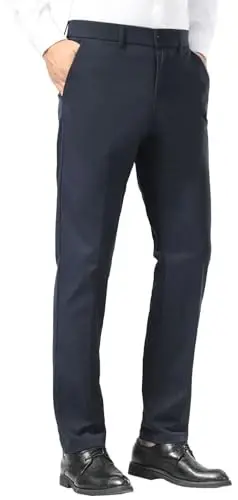Plaid&Plain Men's Dress Pants Slim Fit Stretch Khaki Pants Wrinkle Free - 5