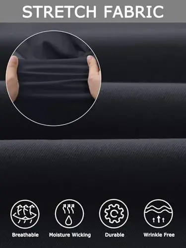 Plaid&Plain Men's Dress Pants Slim Fit Stretch Khaki Pants Wrinkle Free - 1