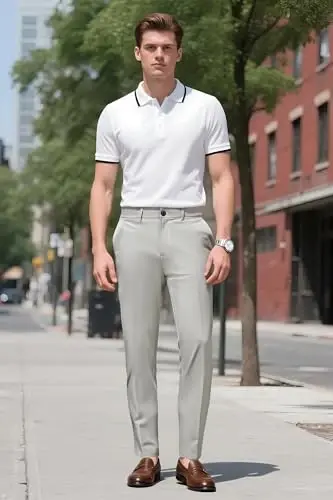 Plaid&Plain Men's Dress Pants Slim Fit Stretch Khaki Pants Wrinkle Free - 6