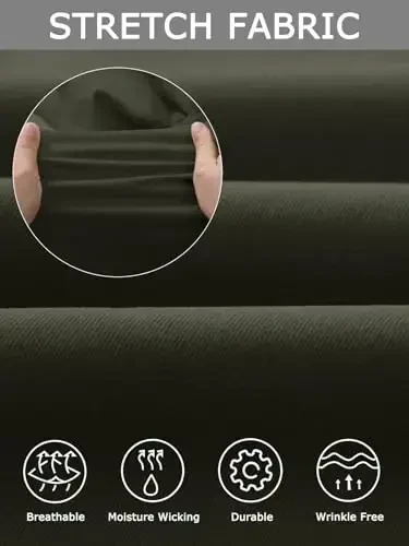 Plaid&Plain Men's Dress Pants Slim Fit Stretch Khaki Pants Wrinkle Free - 4